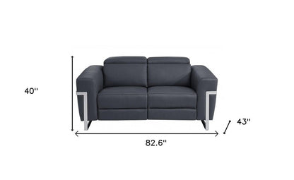Two Piece Indoor Dark Gray Italian Leather Five Person Seating Set HomeRoots