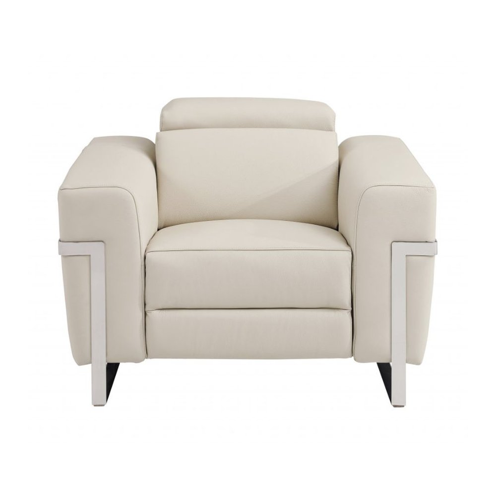 Three Piece Indoor Beige Italian Leather Six Person Seating Set HomeRoots