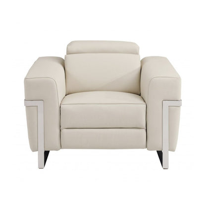 Three Piece Indoor Beige Italian Leather Six Person Seating Set HomeRoots