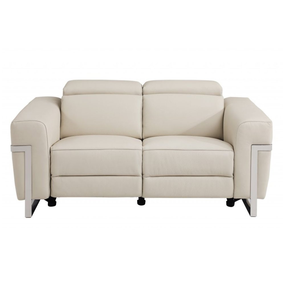 Three Piece Indoor Beige Italian Leather Six Person Seating Set HomeRoots