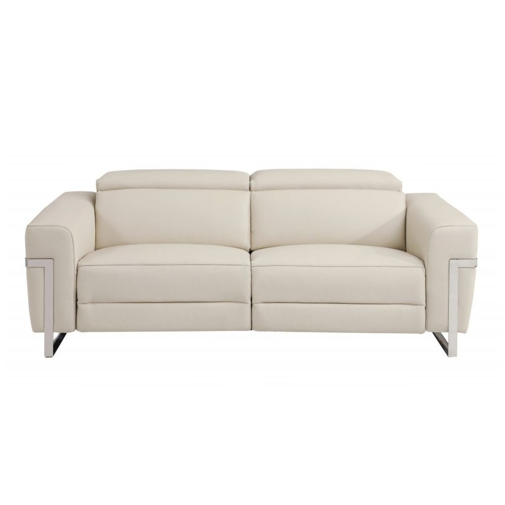 Three Piece Indoor Beige Italian Leather Six Person Seating Set HomeRoots