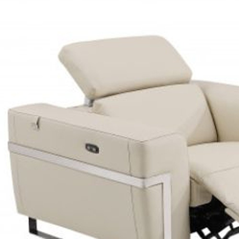 Three Piece Indoor Beige Italian Leather Six Person Seating Set HomeRoots