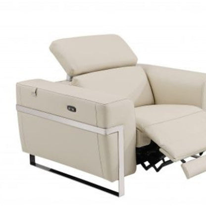 Three Piece Indoor Beige Italian Leather Six Person Seating Set HomeRoots