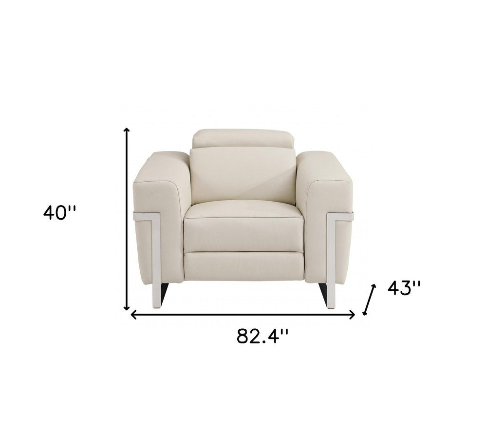 Three Piece Indoor Beige Italian Leather Six Person Seating Set HomeRoots
