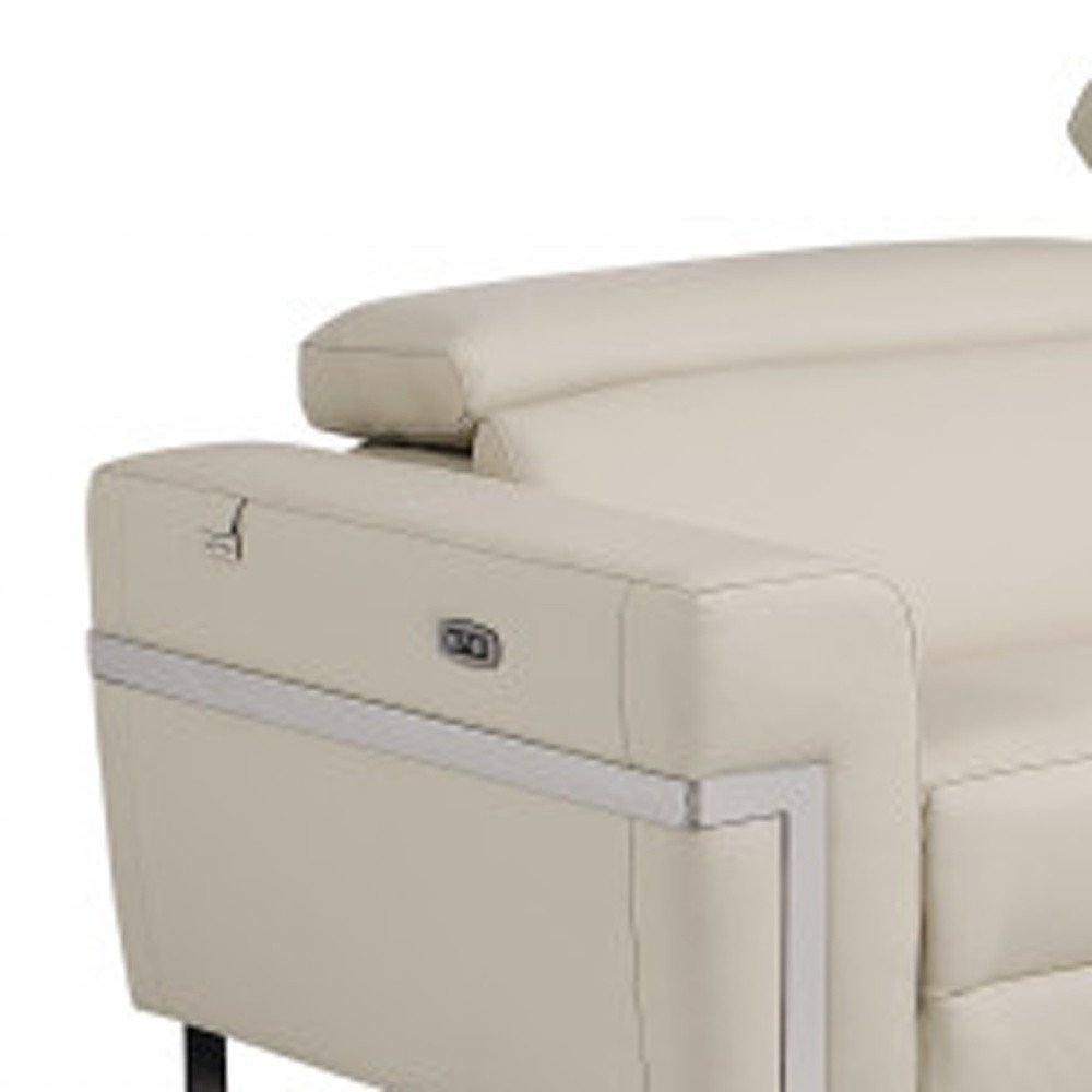 Two Piece Indoor Beige Italian Leather Five Person Seating Set HomeRoots