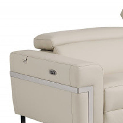 Two Piece Indoor Beige Italian Leather Five Person Seating Set HomeRoots