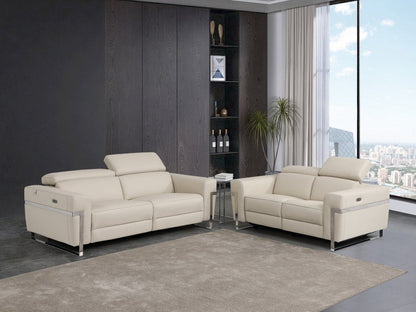 Two Piece Indoor Beige Italian Leather Five Person Seating Set HomeRoots