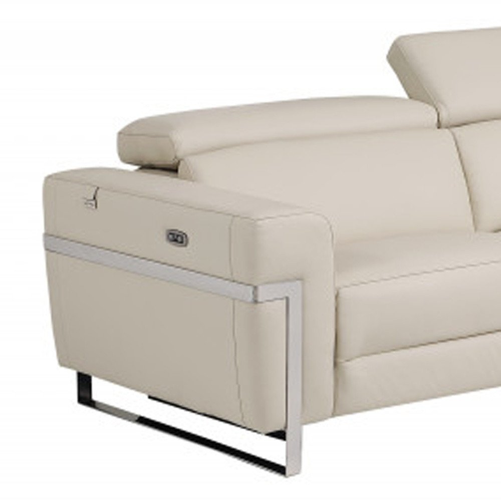 Two Piece Indoor Beige Italian Leather Five Person Seating Set HomeRoots