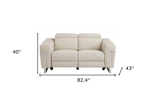 Two Piece Indoor Beige Italian Leather Five Person Seating Set HomeRoots