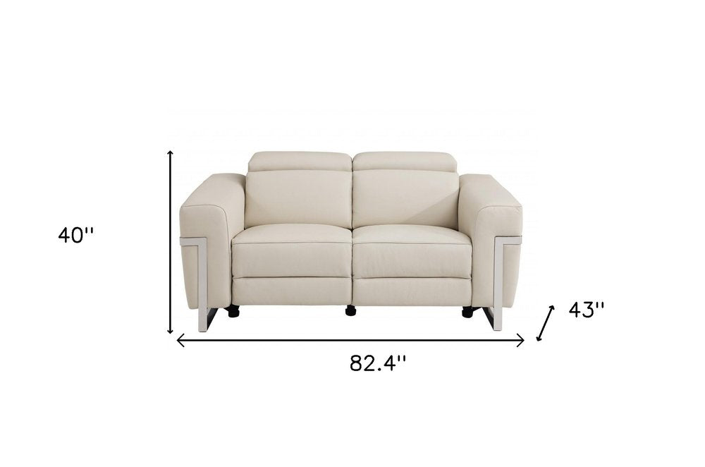 Two Piece Indoor Beige Italian Leather Five Person Seating Set HomeRoots