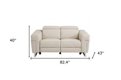 Two Piece Indoor Beige Italian Leather Five Person Seating Set HomeRoots