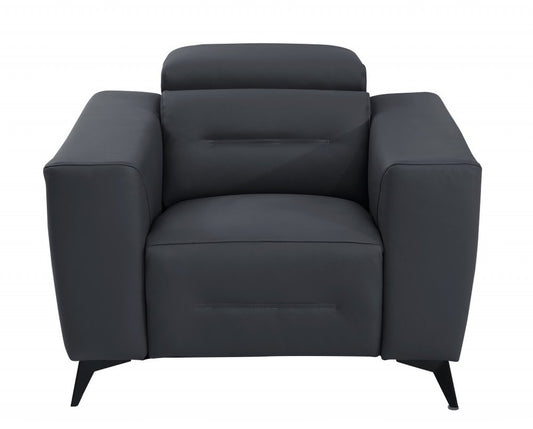 Three Piece Indoor Dark Gray Italian Leather Six Person Seating Set HomeRoots