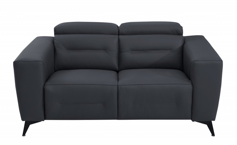 Three Piece Indoor Dark Gray Italian Leather Six Person Seating Set HomeRoots