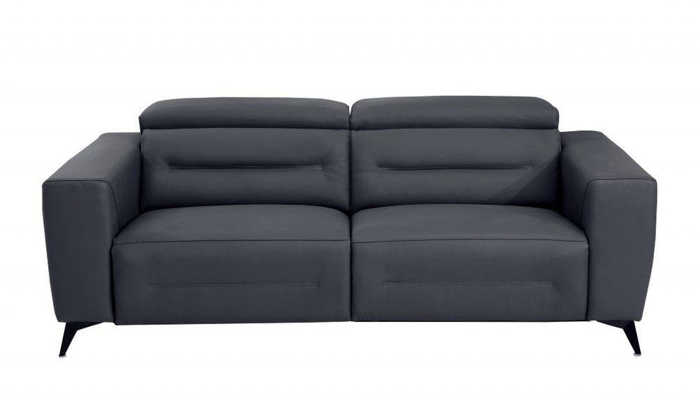 Three Piece Indoor Dark Gray Italian Leather Six Person Seating Set HomeRoots