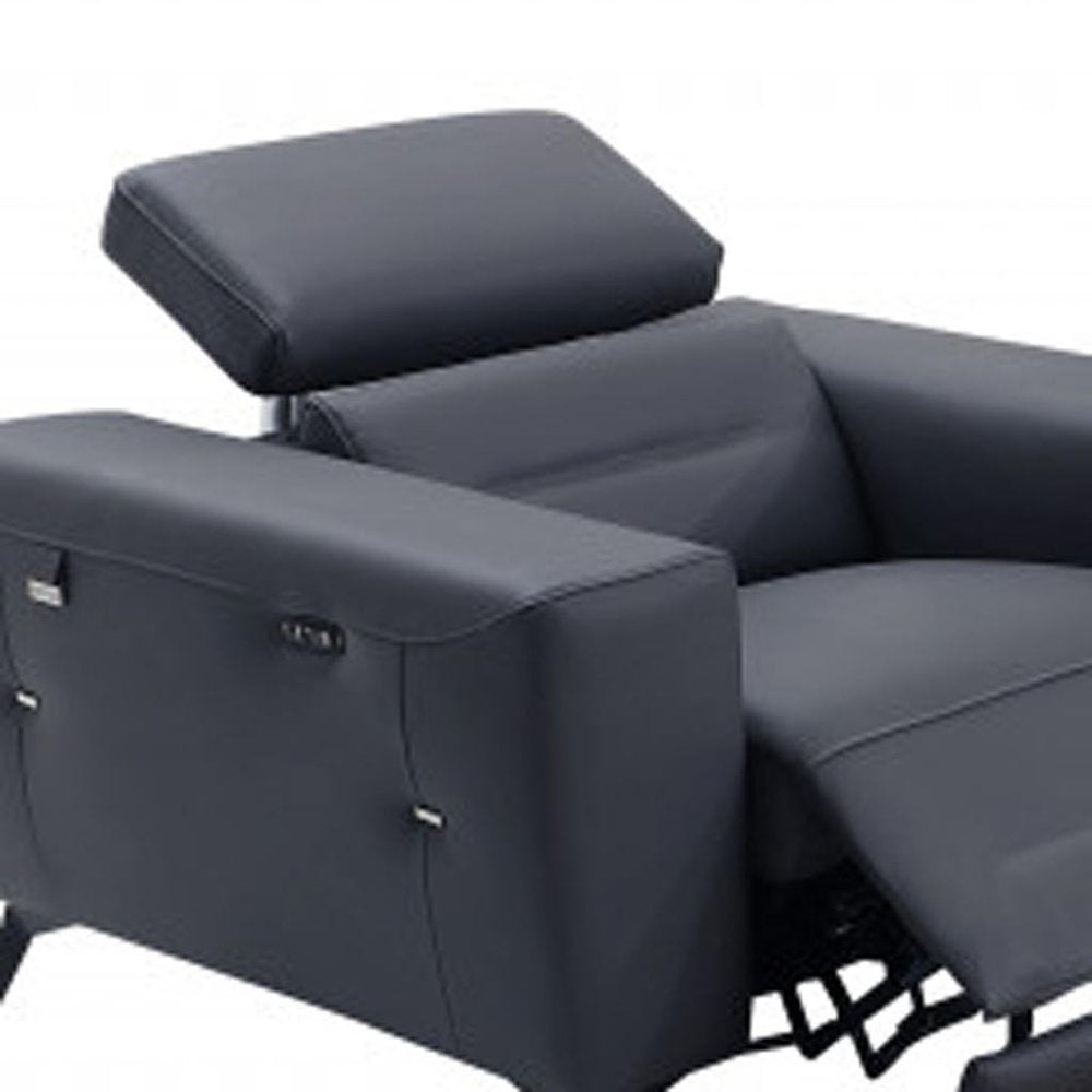 Three Piece Indoor Dark Gray Italian Leather Six Person Seating Set HomeRoots