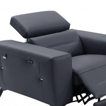 Three Piece Indoor Dark Gray Italian Leather Six Person Seating Set HomeRoots