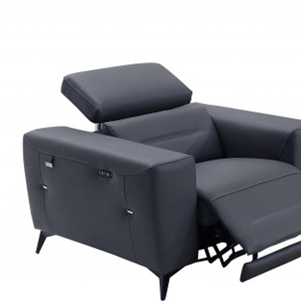 Three Piece Indoor Dark Gray Italian Leather Six Person Seating Set HomeRoots