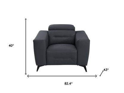 Three Piece Indoor Dark Gray Italian Leather Six Person Seating Set HomeRoots