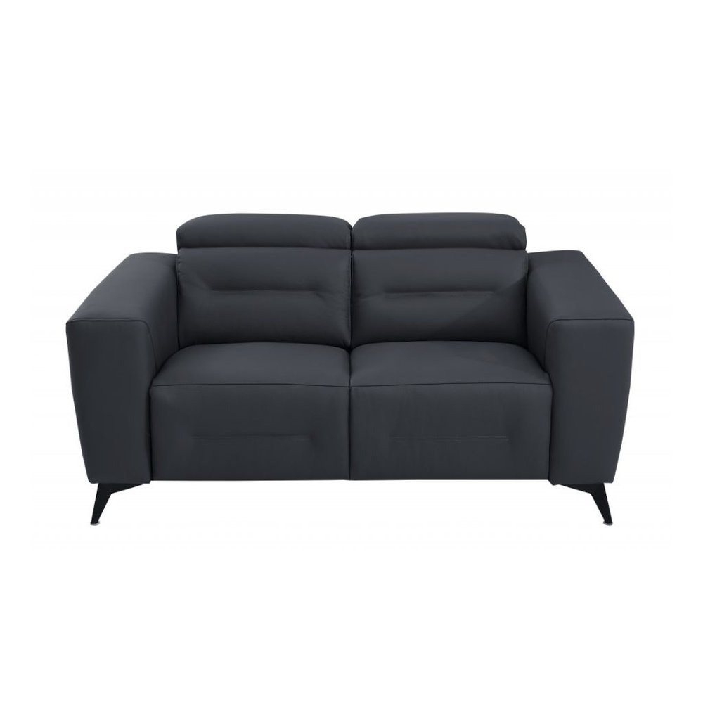 Two Piece Indoor Dark Gray Italian Leather Five Person Seating Set HomeRoots