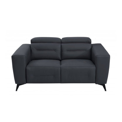 Two Piece Indoor Dark Gray Italian Leather Five Person Seating Set HomeRoots