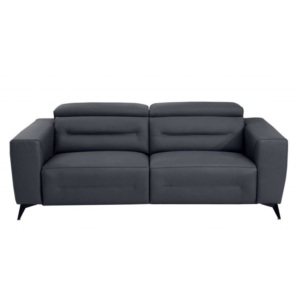 Two Piece Indoor Dark Gray Italian Leather Five Person Seating Set HomeRoots