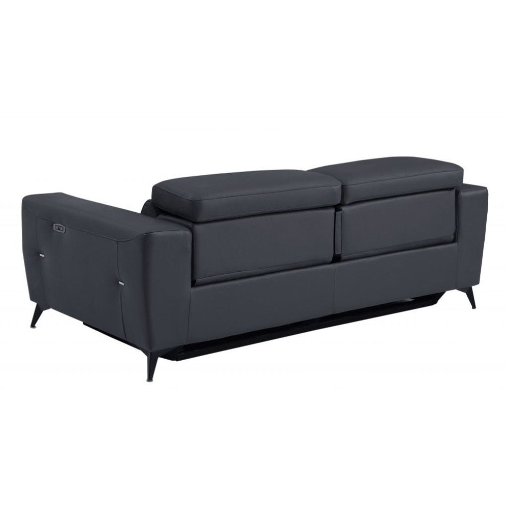Two Piece Indoor Dark Gray Italian Leather Five Person Seating Set HomeRoots