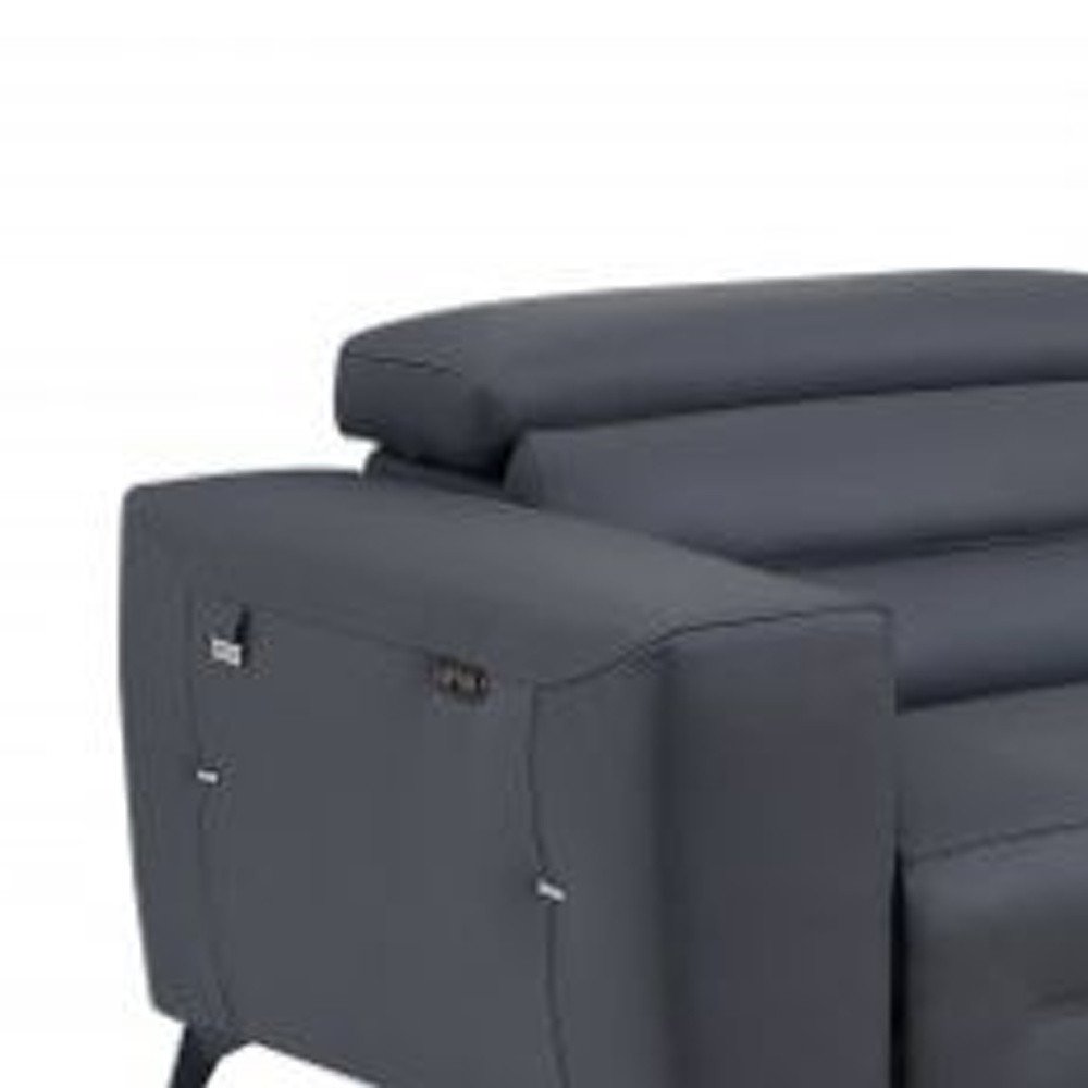 Two Piece Indoor Dark Gray Italian Leather Five Person Seating Set HomeRoots