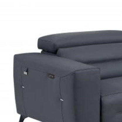 Two Piece Indoor Dark Gray Italian Leather Five Person Seating Set HomeRoots