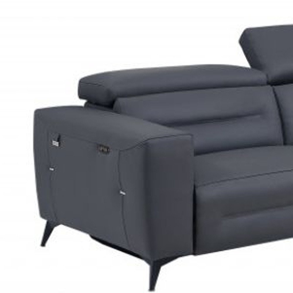 Two Piece Indoor Dark Gray Italian Leather Five Person Seating Set HomeRoots