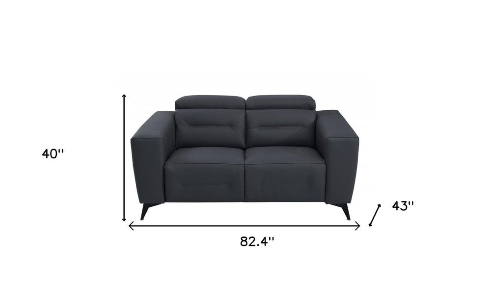 Two Piece Indoor Dark Gray Italian Leather Five Person Seating Set HomeRoots