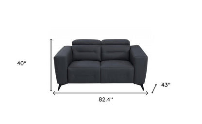Two Piece Indoor Dark Gray Italian Leather Five Person Seating Set HomeRoots