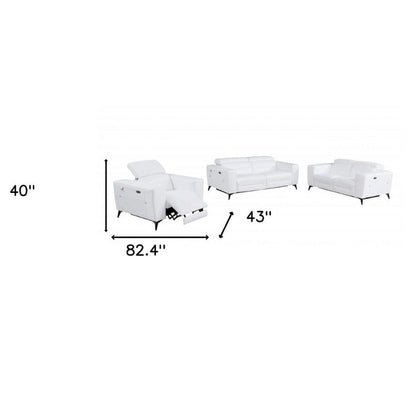 Three Piece White Italian Leather Six Person Seating Set HomeRoots