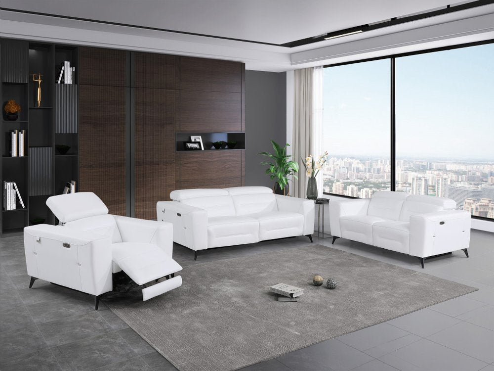 Three Piece White Italian Leather Six Person Seating Set HomeRoots
