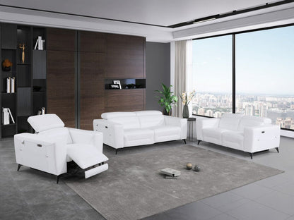 Three Piece White Italian Leather Six Person Seating Set HomeRoots