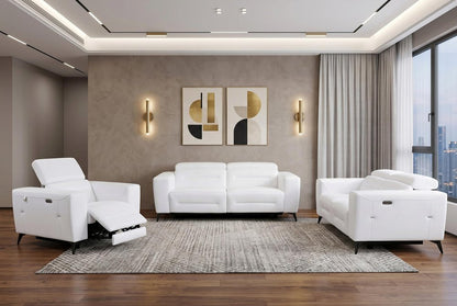 Three Piece White Italian Leather Six Person Seating Set HomeRoots