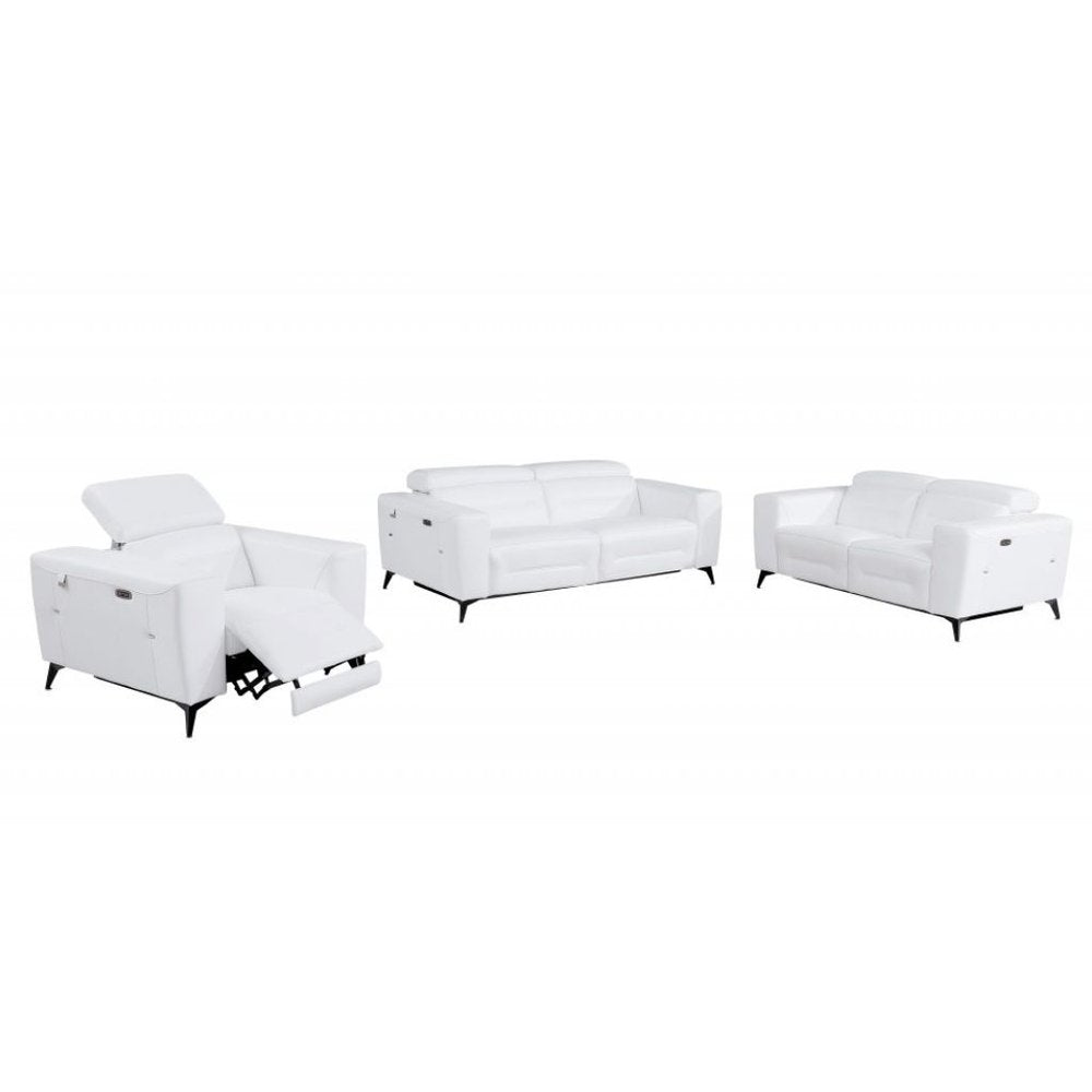 Three Piece White Italian Leather Six Person Seating Set HomeRoots