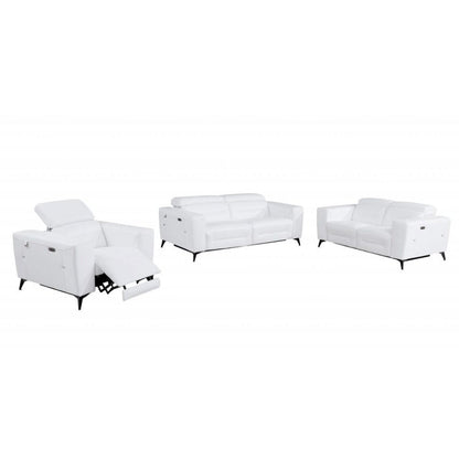 Three Piece White Italian Leather Six Person Seating Set HomeRoots
