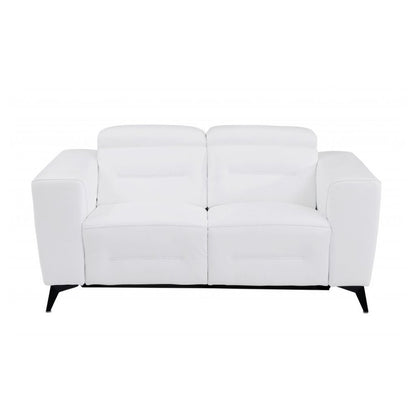 Two Piece White Italian Leather Five Person Seating Set HomeRoots