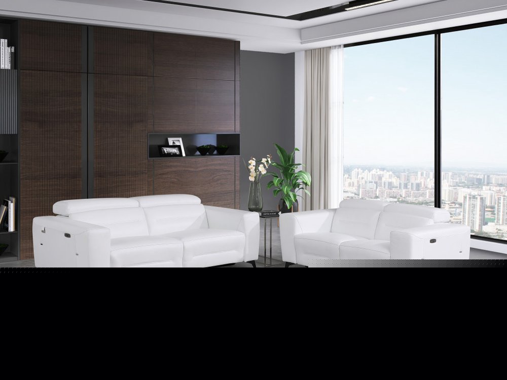 Two Piece White Italian Leather Five Person Seating Set HomeRoots