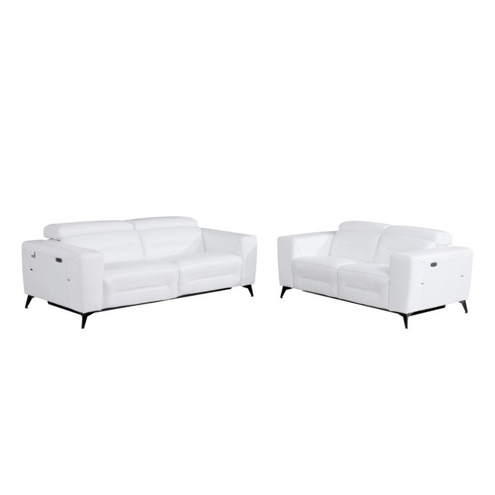 Two Piece White Italian Leather Five Person Seating Set HomeRoots