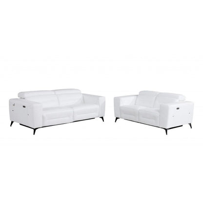 Two Piece White Italian Leather Five Person Seating Set HomeRoots