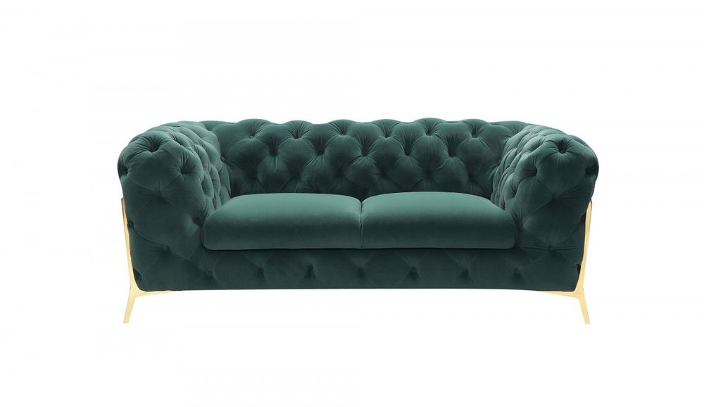 74" Emerald And Gold Velvet Loveseat HomeRoots