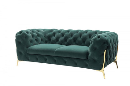 74" Emerald And Gold Velvet Loveseat HomeRoots