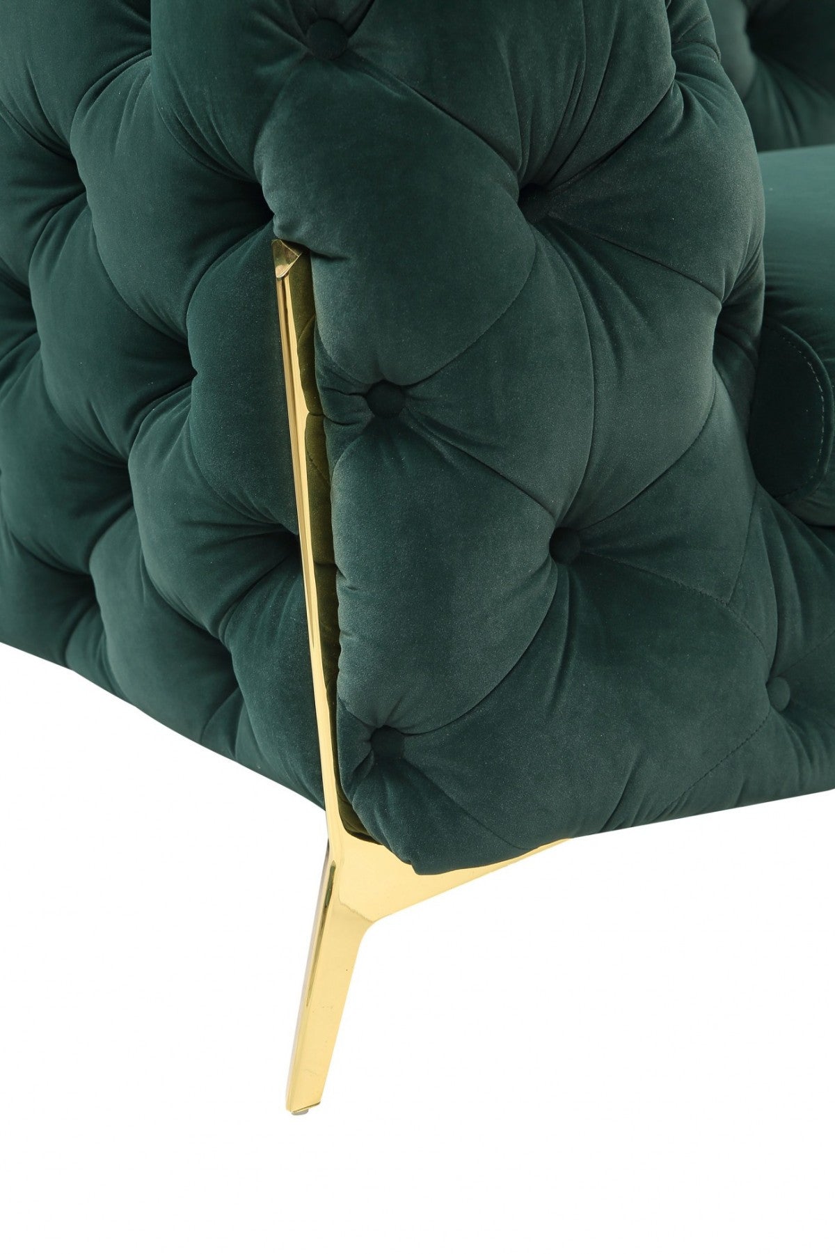 74" Emerald And Gold Velvet Loveseat