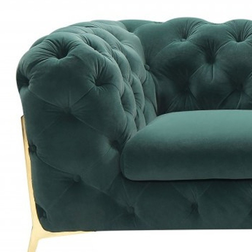 74" Emerald And Gold Velvet Loveseat HomeRoots