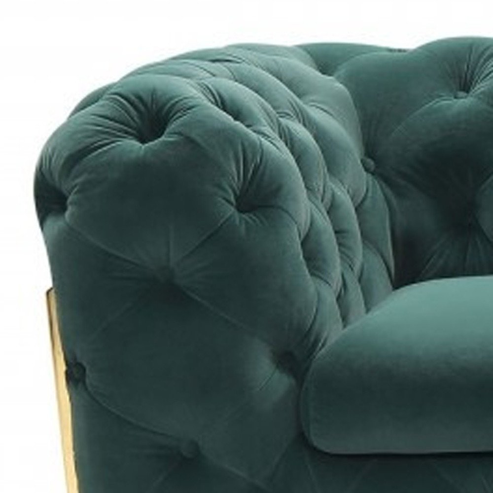 74" Emerald And Gold Velvet Loveseat HomeRoots