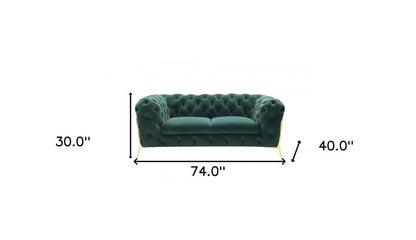 74" Emerald And Gold Velvet Loveseat HomeRoots