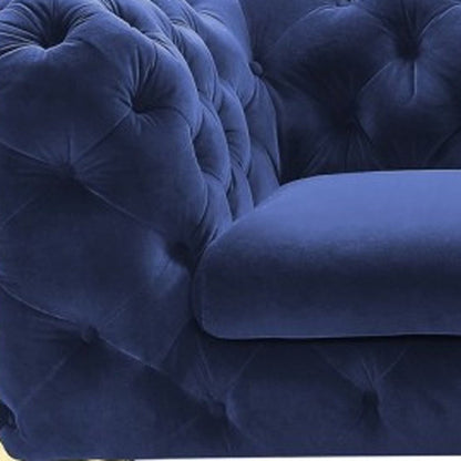 74" Blue And Gold Velvet Loveseat HomeRoots