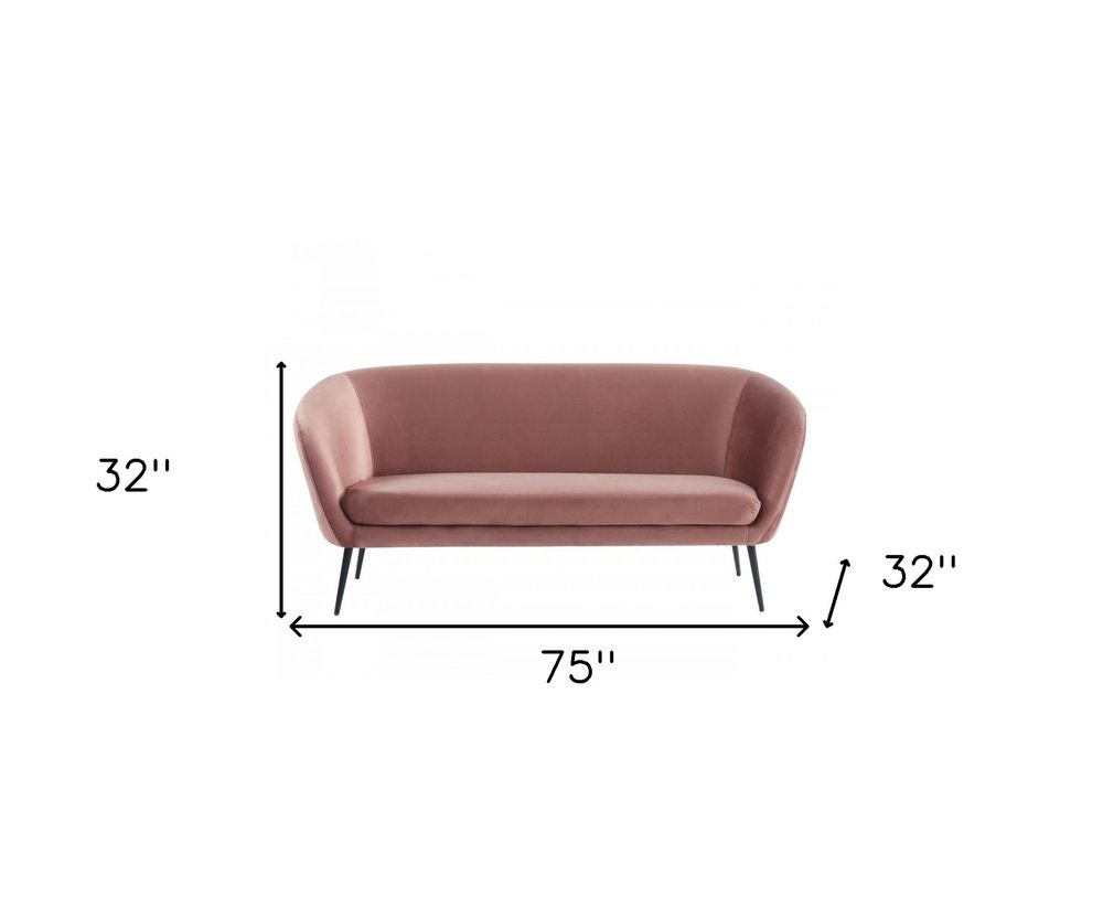 75" Coral Sofa With Black Legs HomeRoots