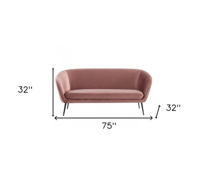 75" Coral Sofa With Black Legs HomeRoots